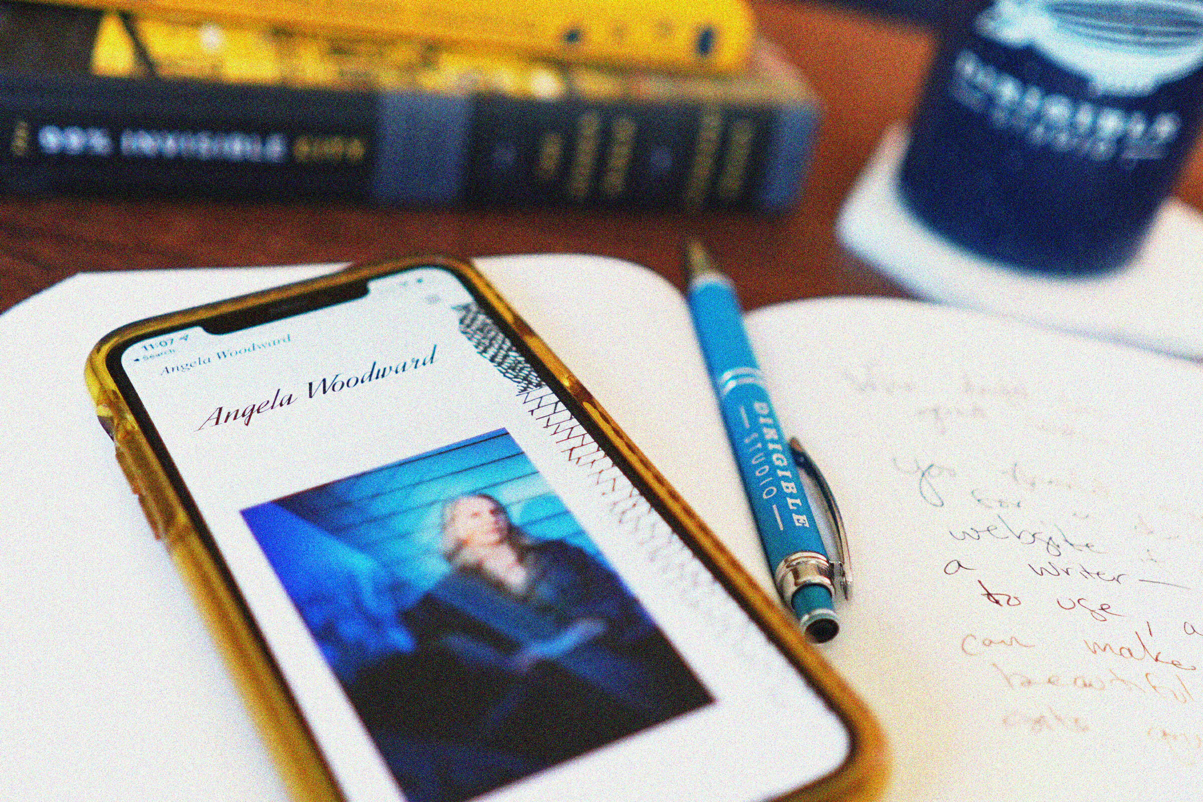 Angela Woodward Website on Mobile Phone