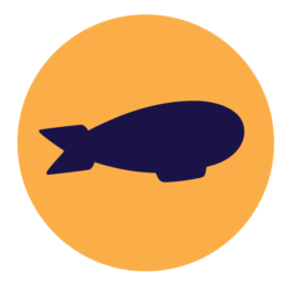 Dirigible Website Builder Logo Mark Blue on Yellow