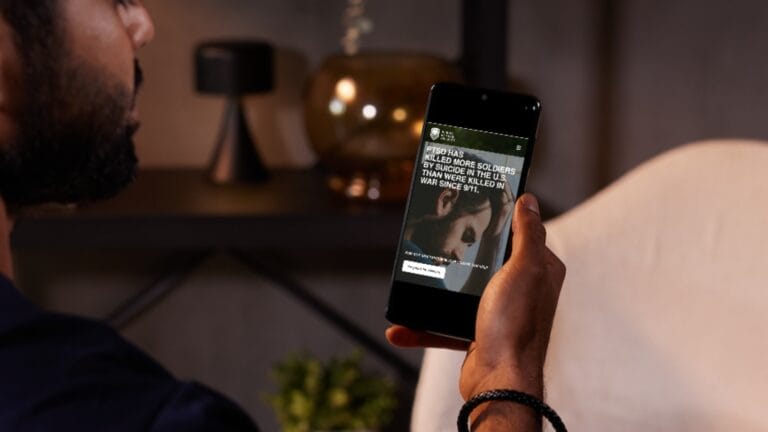 Heroic Hearts Non-Profit Website on Mobile Device